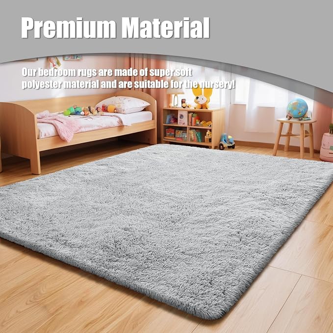 Shag Area Rug for Bedroom 4x6, Soft Fuzzy Rug Non-Shedding Indoor Plush Carpet - Image 8