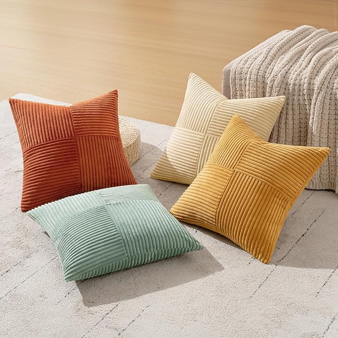 MIULEE Teal Orange Decorative Throw Pillow Covers 18x18 Inch Set of 4 Boho - Image 3