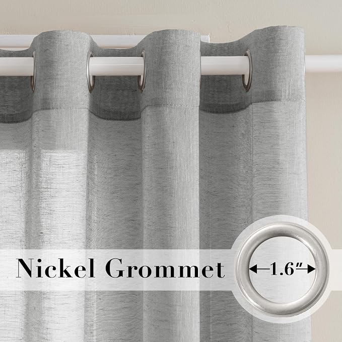 H.VERSAILTEX Linen Sheer Curtains 72 Pair Set Linen Textured Semi-Sheer - Image 2