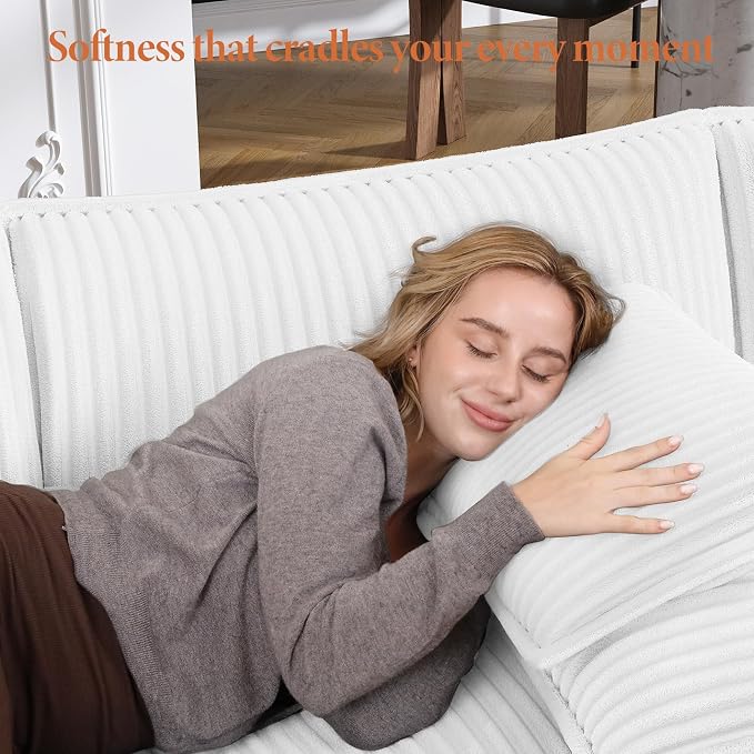Vesgantti 143" L Shaped Modular Sectional Sofa, Comfy Corduroy Upholstered - Image 5