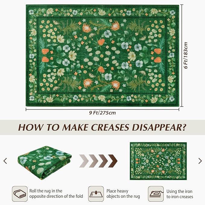 Area Rugs for Living Room, 6x9 Washable Vintage Rug for Bedroom, Non-Slip - Image 2