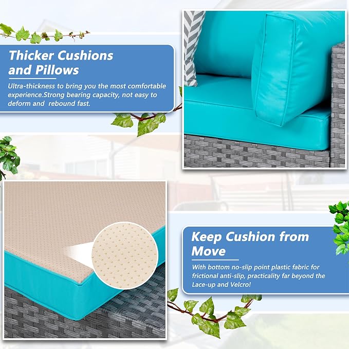 Patio Furniture Sets, 5 Piece Outdoor Sectional Sofas, Wicker Rattan Outdoor - Image 4