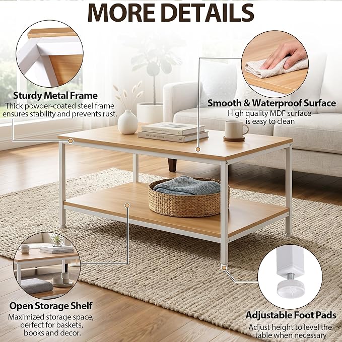 ZenStyle Industrial Coffee Table - Image 4