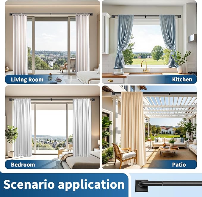 Black Curtain Rods for Windows 66-120Inch Heavy Duty French Return Rod - Image 7