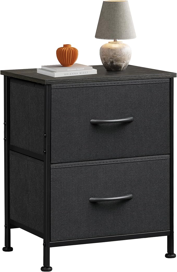 WLIVE Black Night Stand, Small Dresser by WLIVE