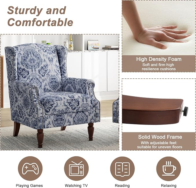 Pia Ricco High Back Floral Accent Chair - Image 4