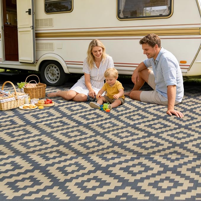 SAND MINE Reversible Mats, Plastic Straw Rug, Modern Area Rug, Large Floor Mat - Image 5