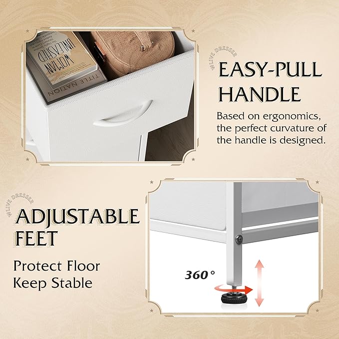 WLIVE Dresser for Bedroom with 5 Drawers, Wide Chest of Drawers, Fabric Dresser - Image 6