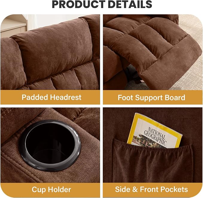 BOSMILLER Reclining Sofa with Cup Holders - Image 4