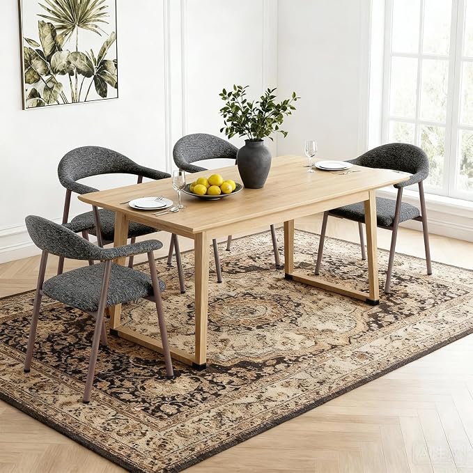 DUMOS Dining Chairs Set of 4, Linen Fabric Upholstered Kitchen Side Chairs - Image 7