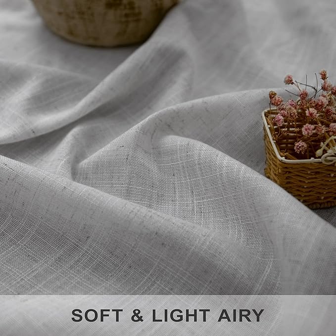 Grey Linen Curtains 63 Inch Length - Image 3
