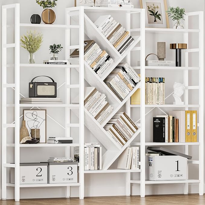 INNOD 70" Triple 5 Tier Book Shelf, Large Wooden Bookcase by INNODToddlerTower