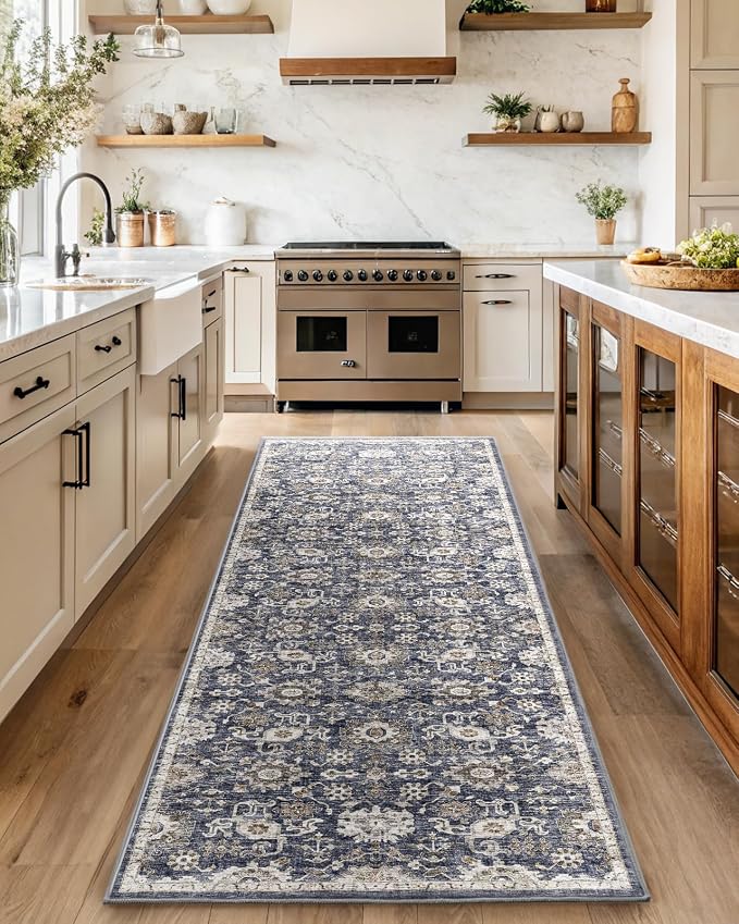AMADA HOMEFURNISHING 2'6"x10' Washable Area Rug, Low-Profile Entryway Rug - Image 2