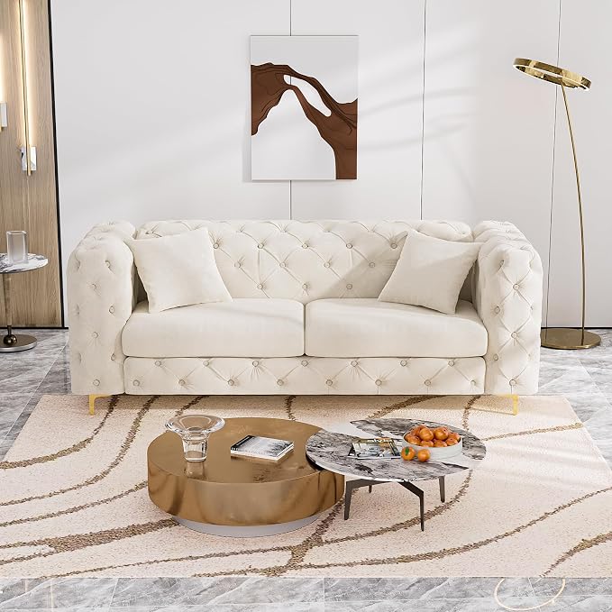 DAMAIFROM 75" Sofa Couch Mid Century Modern Velvet Couch Tufted Button Sofa - Image 6