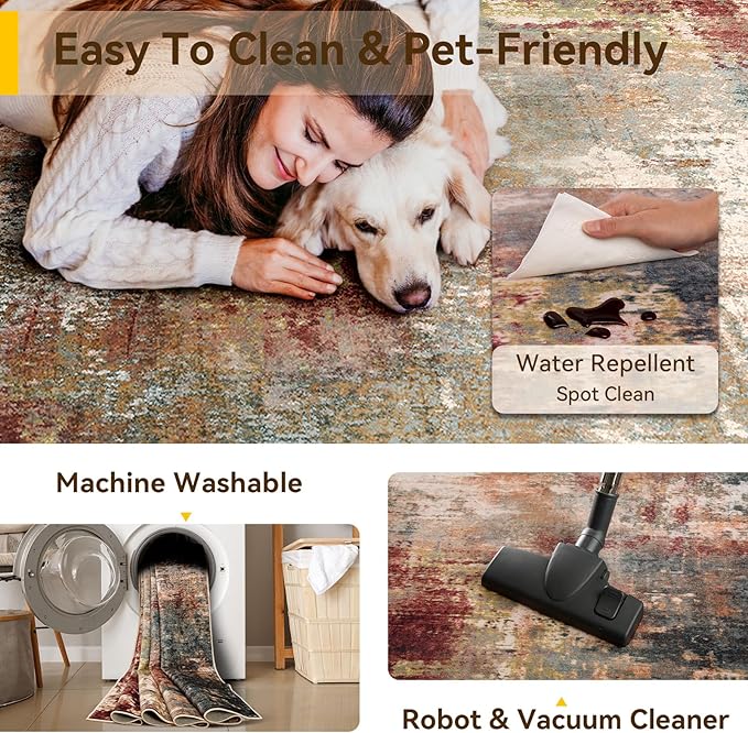 Washable Area Rugs 3x6 Non-Slip Modern Abstract Soft - Image 4