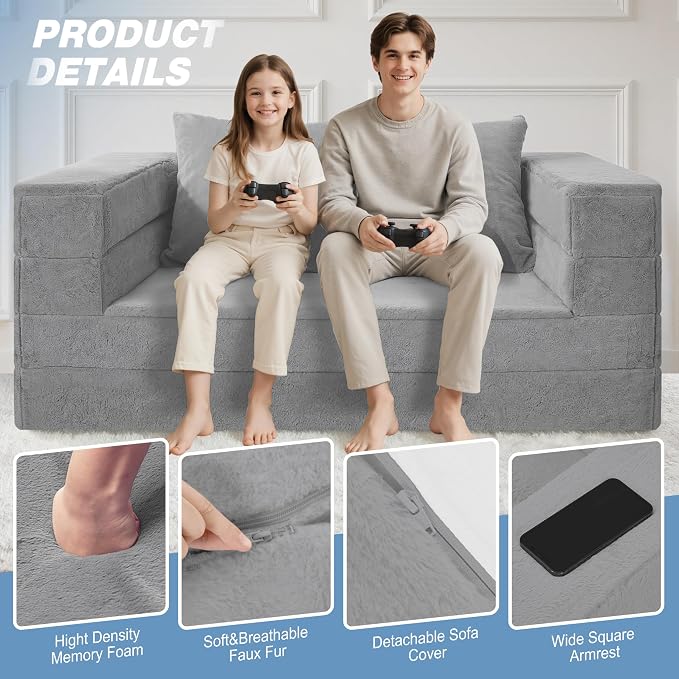 Futon Sofa Bed with Pillow, 3-in-1 Sleeper Sofa Bed with Removable Cover - Image 8