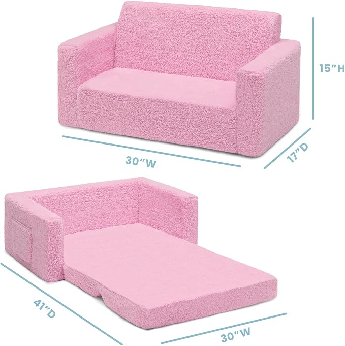 Delta Children Cozee Flip-Out Sherpa 2-in-1 Convertible Sofa to Lounger - Image 3