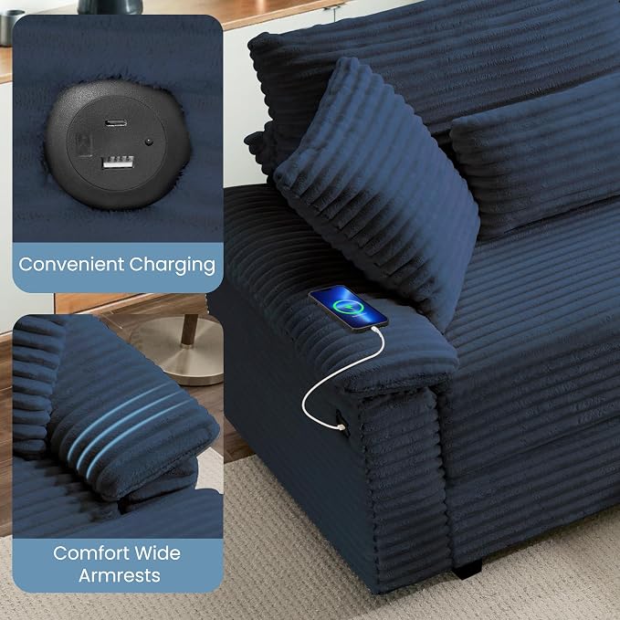 SUNWAVE 74" W Double Chaise Lounge Chair Indoor, Oversized Loveseat - Image 5