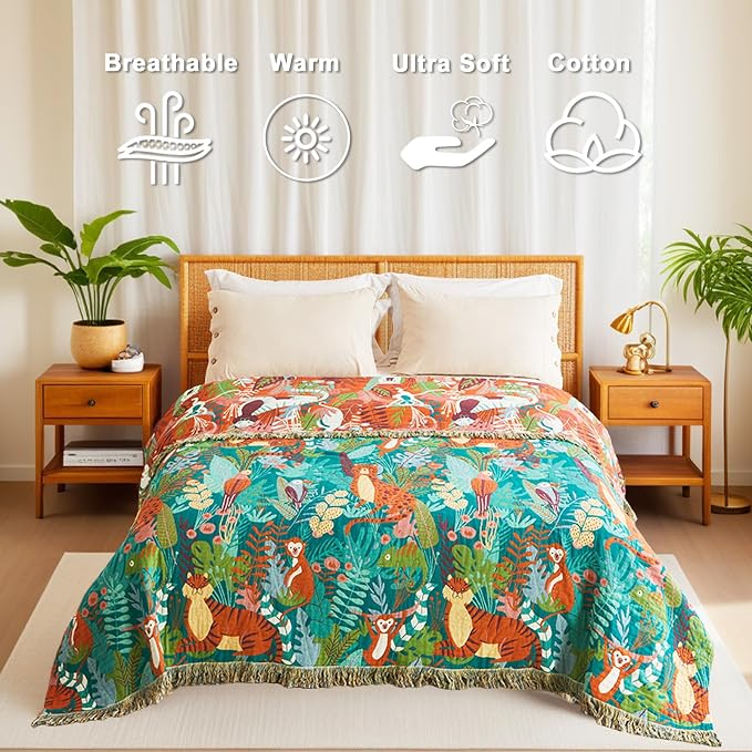 LUTBM Throw Blanket for Bed Couch Sofa Soft Cotton Twin Summer Blankets for - Image 2