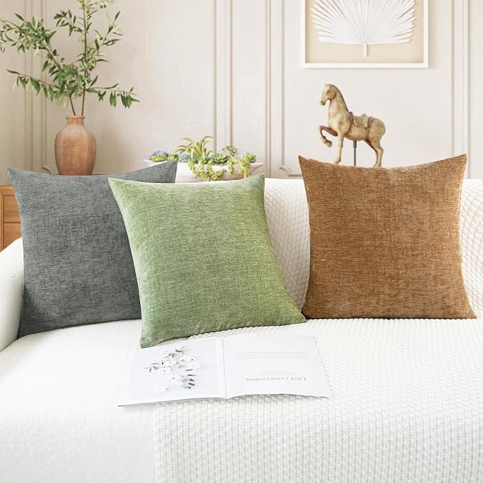 CaliTime Throw Pillow Covers Decorative 22 X 22 Inches Pack of 2 Cozy Chenille - Image 5