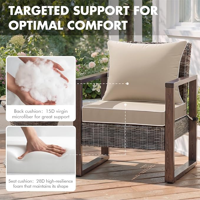 MIULEE Beige Outdoor Seat Cushion 22x24 Inch Waterproof & 3 Year Fade Resistant - Image 6