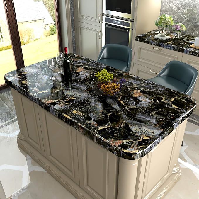 LACHEERY 15.8"x276" Dark Marble Countertop Contact Paper Waterproof Peel and - Image 3