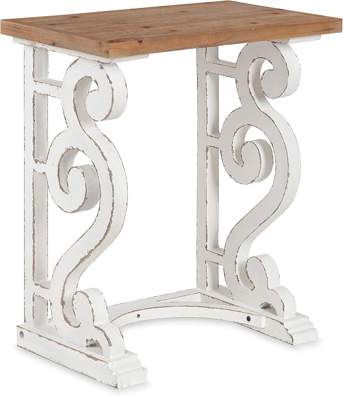 Kate and Laurel Wyldwood Rustic French Solid Wood Side Table, Chic Farmhouse by KateandLaurel