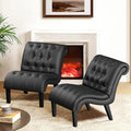 PU Leather Accent Chairs Set of 2 Button Tufted Upholstered Modern Armless by lightupyourlife