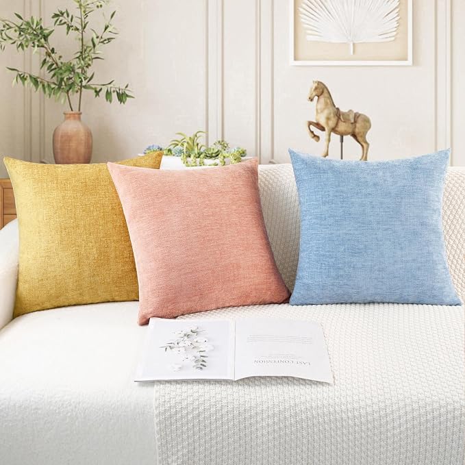 CaliTime Throw Pillow Covers Decorative 24 X 24 Inches Pack of 2 Cozy Chenille - Image 5