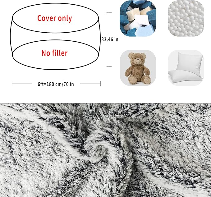 YudouTech (No Filler Bean Bag Chair Cover Without Filler, Big Round Soft Fluffy - Image 2