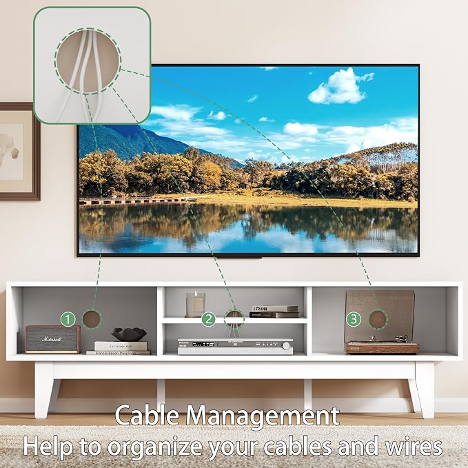Fluted TV Stand for 55 65 Inch TV, Mid Century Modern Entertainment Center - Image 3