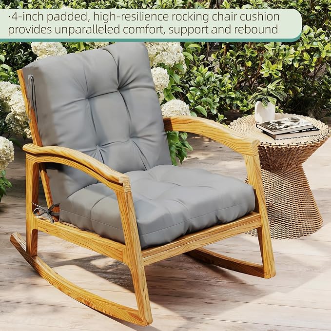 Outdoor Chair Cushions Set of 2, High Back Soft Seat Pad - Image 3