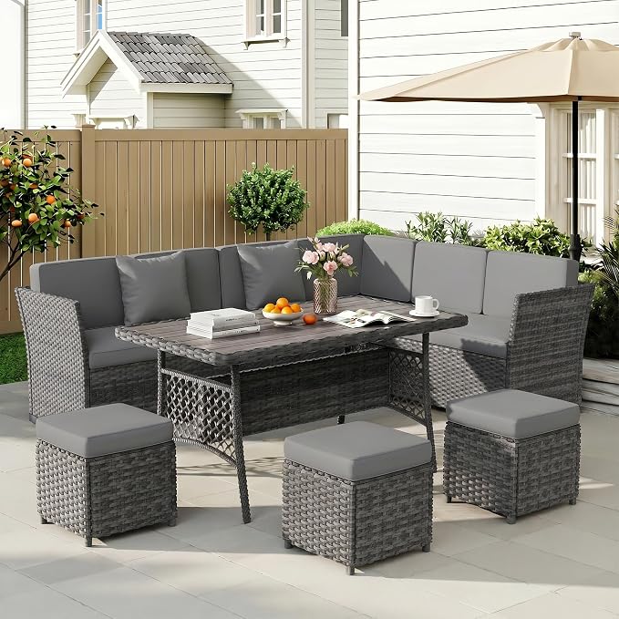 LOUVIXA 7 Pieces Patio Furniture Set, Outdoor Patio Furniture, Wicker by LOUVIXA