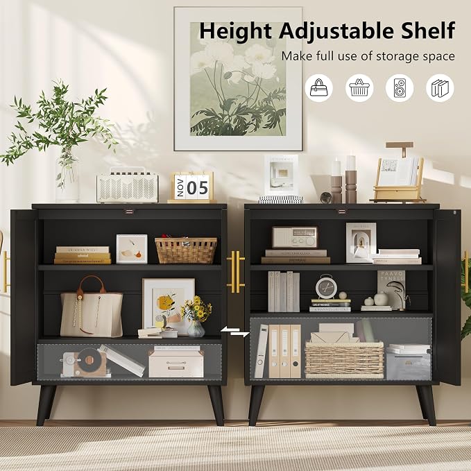 Keehusux 15.7" D Set of 2 Modern Buffet Cabinet - Image 5