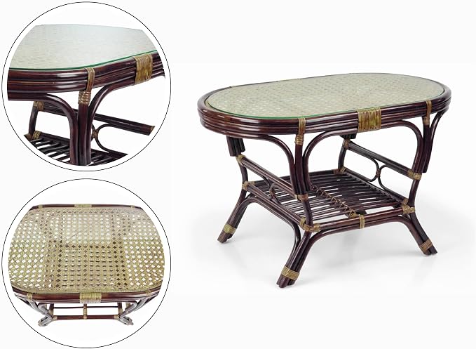 Malibu Lounge Set of 4: 2 Natural Rattan Wicker Chairs, Three-Seater Sofa - Image 7