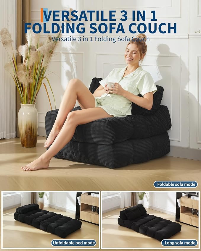 Folding Sofa Bed, 1 Person Sleeper Sofa - Image 3