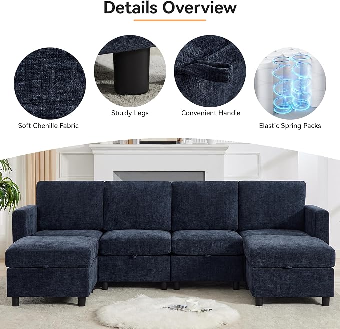 WUTUTUEE 83'' Modular Sectional Sofa Convertible L Shaped Couch Set - Image 3