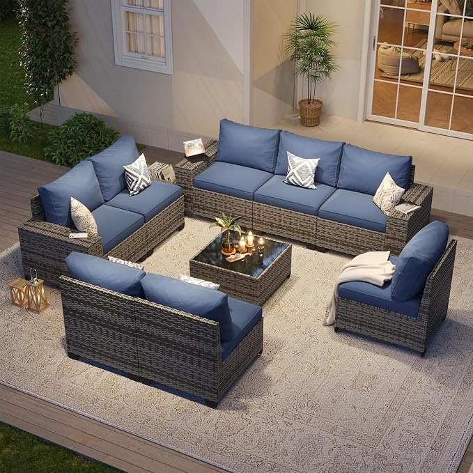 Aoxun Patio Furniture Set, Widen Armrests Wicker Outdoor Sectional by Aoxun