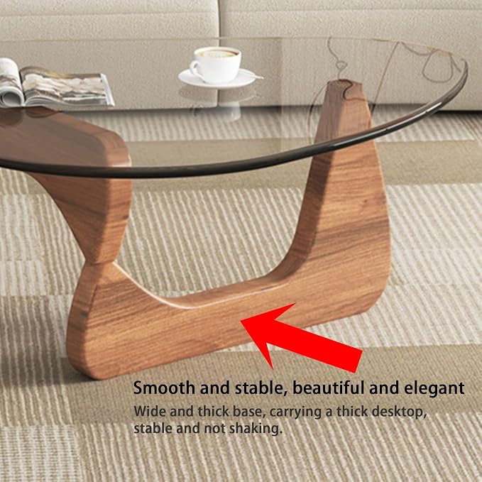 EASYSOUL Modern Glass Coffee Table, 32.68" D x 22.44" W x 15.75" H, Abstract - Image 9