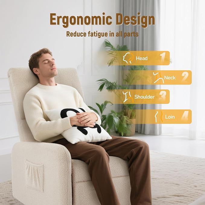 Korser 360° Rocking Chair, Nursery Rocker Chair - Image 4