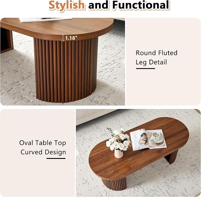 Oval Fluted Coffee Table - Image 3