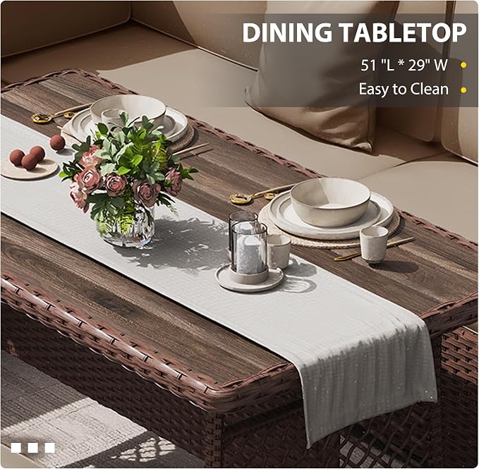 KIGOTY 7 Piece Patio Furniture Set, Outdoor PE Wicker Rattan Outdoor Dining Set - Image 4
