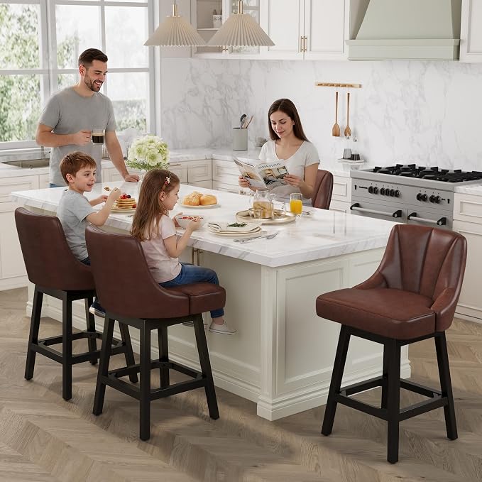 YaFiti Swivel Bar Stools Set of 3, 26 Inch Counter Height Bar Stools - Image 2
