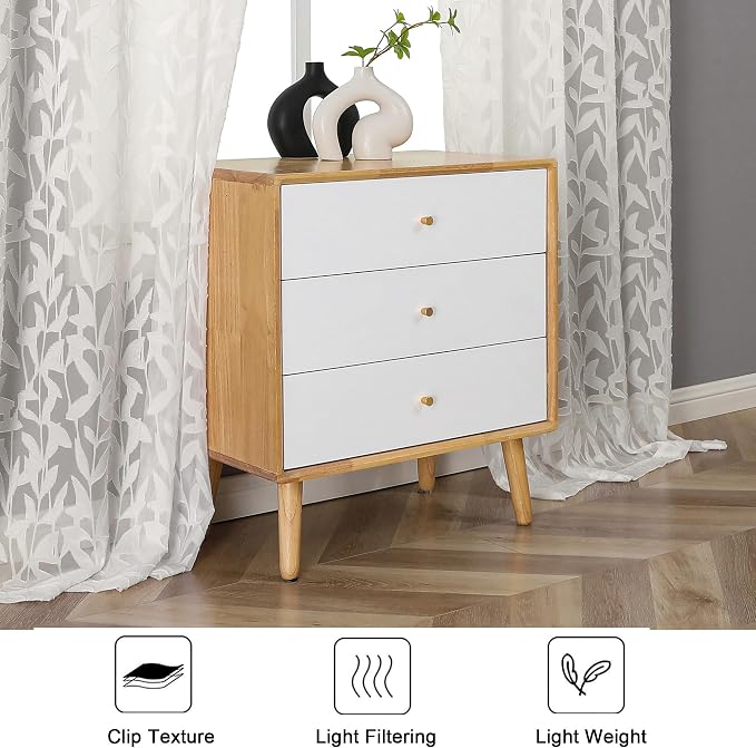 Lecloud Leia Ivory Sheer Curtains 90 Inches Long 2 Panels, Airy Voile Jacquard - Image 7