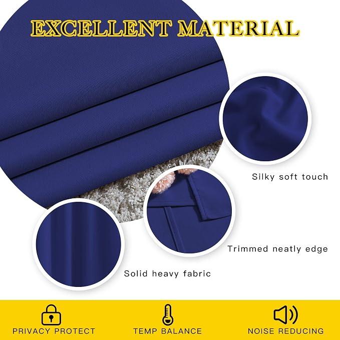 NICETOWN Navy Blue Bedroom Blackout 90 inch Curtains - Image 4
