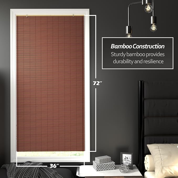 Red Lantern Bamboo Cordless Window Shade - Image 2