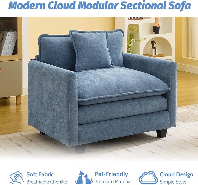 WUTUTUEE 41'' Modern Chenille Oversized Chair, Upholstered Accent Living Room - Image 7