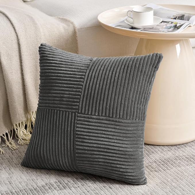 Fancy Homi 2 Packs Dark Gray Decorative Throw Pillow Covers 18x18 Inch - Image 2