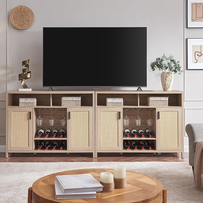 Alaxgumrol Coffee Bar Cabinet, Rattan Buffet Sideboard Cabinets - Image 7