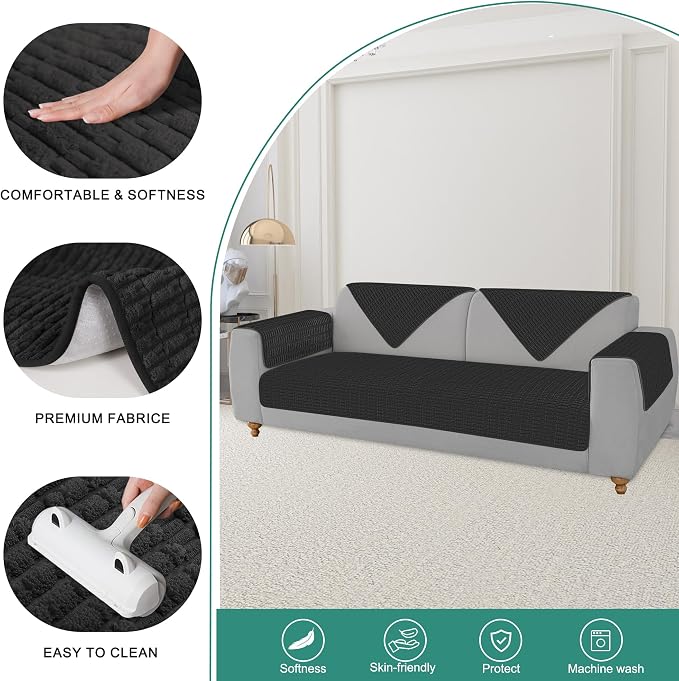 Foxdecor Couch Arm Covers Sofa Arm Cover, Arm Chair Covers Set of 2, Non-Slip - Image 2